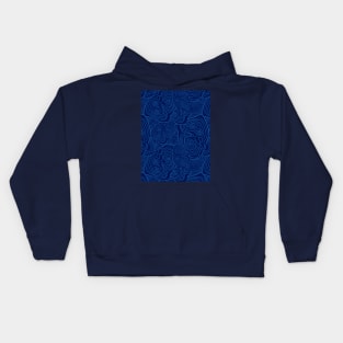 Topographic Map Pattern Blue Version Kids Hoodie